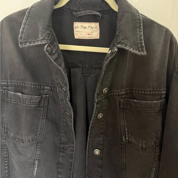Free People Dark Denim Jean Jacket, NWT - Picture 5 of 6